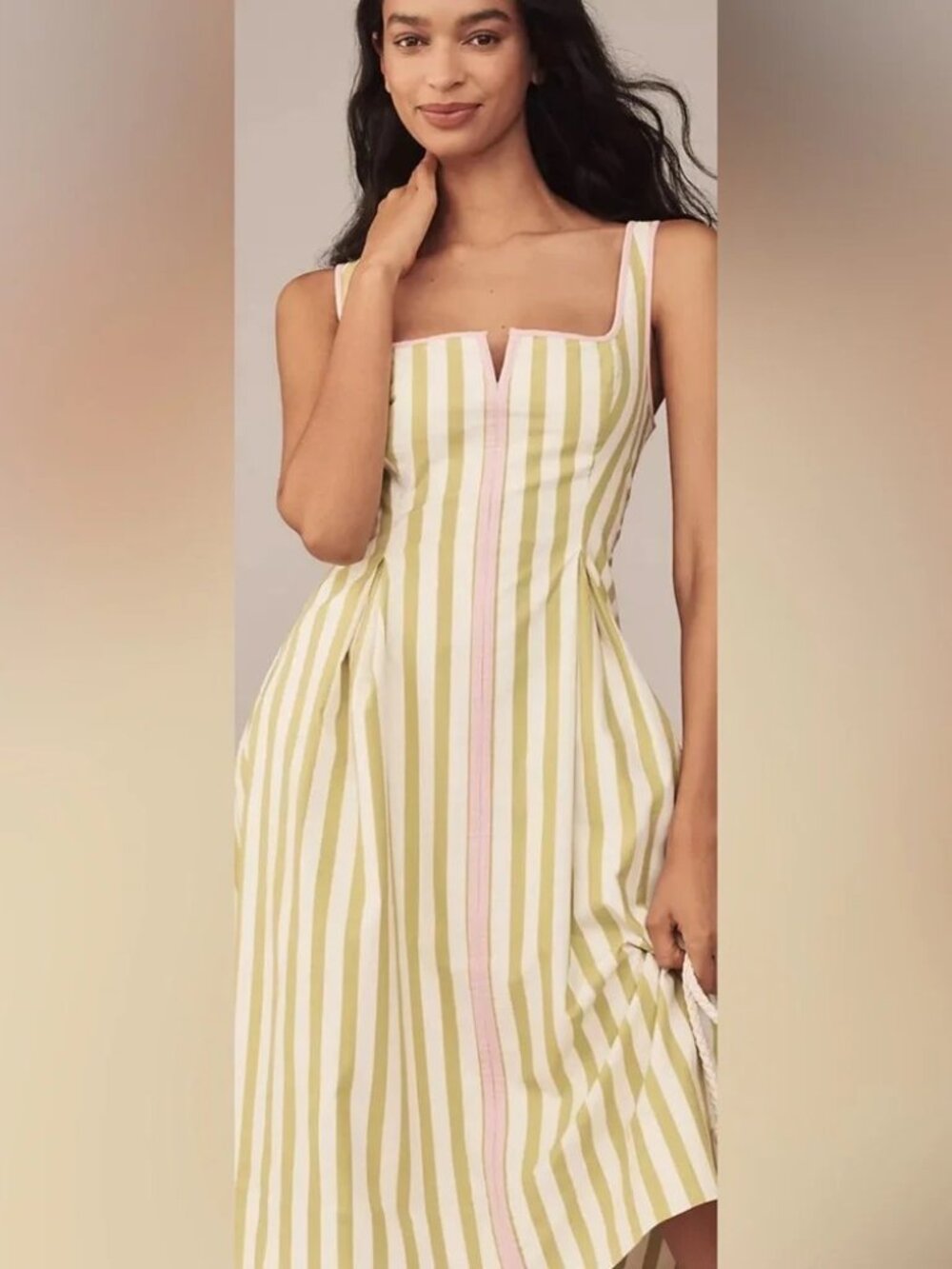 Anthropologie Maeve Sleeveless Notched Square-Neck Midi Dress Size XS - Picture 3 of 7